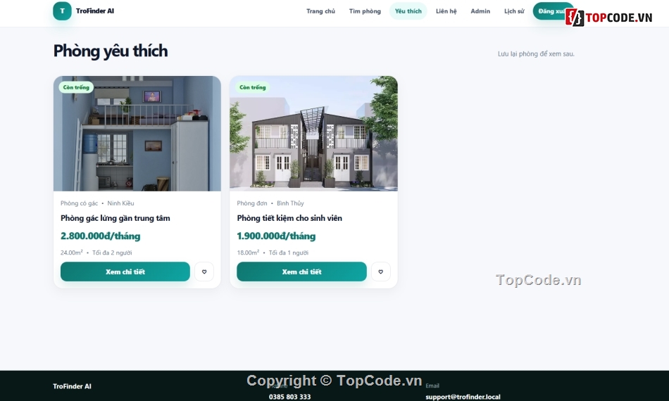 Website AI,Website Tìm Kiếm Phòng Trọ,Website Quản Lý kho,Web Thuê Phòng Trọ